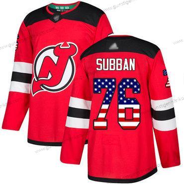 Herren New Jersey Devils #76 P. K. Subban Heimtrikots Authentisch USA Flag Strickerei Hockey Trikots – Rot