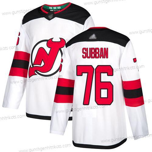 Herren New Jersey Devils #76 P. K. Subban Road Authentisch Strickerei Hockey Trikots – Weiß