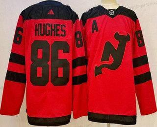 Herren New Jersey Devils #86 Jack Hughes 2023-2024 Stadium Series Strickerei Trikots – Rot