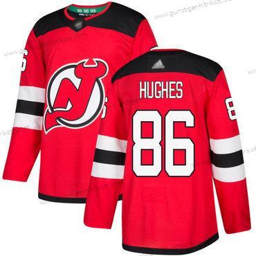 Herren New Jersey Devils #86 Jack Hughes Heimtrikots Authentisch Strickerei Hockey Trikots – Rot