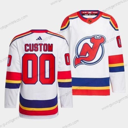 Herren New Jersey Devils Personalisiertes 2022-23 Rückseite Retro Strickerei Trikots – Weiß