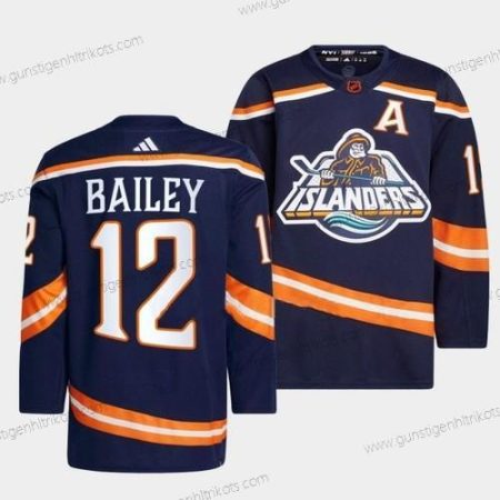 Herren New York Islanders #12 Josh Bailey 2022 Rückseite Retro 2.0 Strickerei Trikots – Marineblau