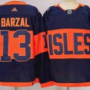 Herren New York Islanders #13 Mathew Barzal 2024 Stadium Series Strickerei Trikots – Marineblau