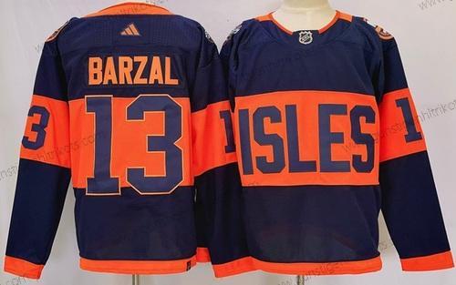 Herren New York Islanders #13 Mathew Barzal 2024 Stadium Series Strickerei Trikots – Marineblau