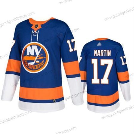 Herren New York Islanders #17 Matt Martin Royal Strickerei Trikots – Blau Orange