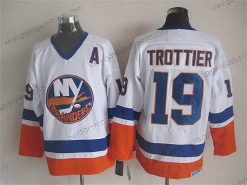 Herren New York Islanders #19 Bryan Trottier Retro CCM Trikots – Weiß