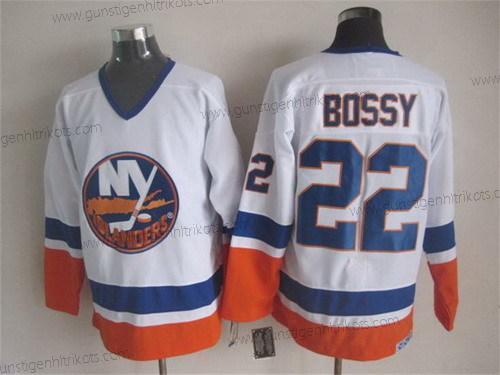 Herren New York Islanders #22 Mike Bossy Retro CCM Trikots – Weiß