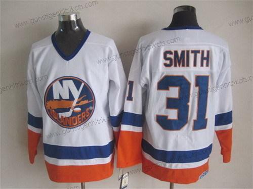 Herren New York Islanders #31 Billy Smith Retro CCM Trikots – Weiß