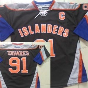 Herren New York Islanders #91 John Tavares Ausweichtrikot Trikots – Schwarz