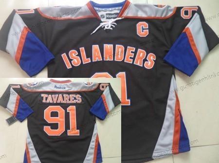 Herren New York Islanders #91 John Tavares Ausweichtrikot Trikots – Schwarz