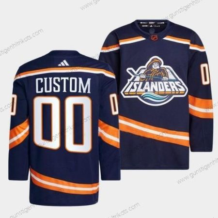 Herren New York Islanders Personalisiertes 2022 Rückseite Retro 2.0 Strickerei Trikots – Marineblau