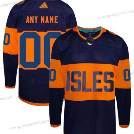 Herren New York Islanders Personalisiertes 2024 Stadium Series Strickerei Trikots – Marineblau