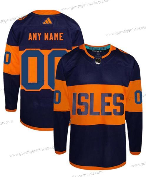 Herren New York Islanders Personalisiertes 2024 Stadium Series Strickerei Trikots – Marineblau