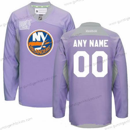 Herren New York Islanders Personalisiertes Reebok Hockey Bekämpft Krebs Praxis Trikots – Lila Rosa