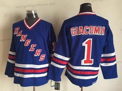 Herren New York Rangers #1 Eddie Giacomin 1990-91 CCM Vintage Trikots – Blau