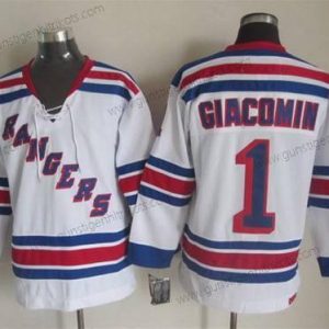 Herren New York Rangers #1 Eddie Giacomin CCM Vintage Trikots – Weiß