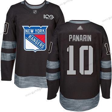 Herren New York Rangers #10 Artemi Panarin 1917-2017 100th Jahrestag Strickerei Hockey Trikots – Schwarz