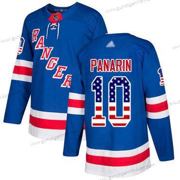 Herren New York Rangers #10 Artemi Panarin Royal Heimtrikots Authentisch USA Flag Strickerei Hockey Trikots – Blau