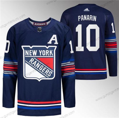 Herren New York Rangers #10 Artemi Panarin Strickerei Trikots – Marineblau