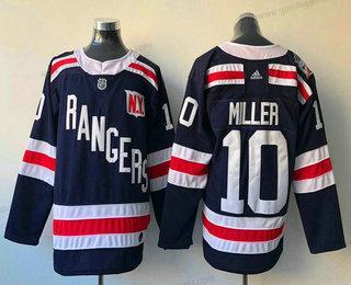 Herren New York Rangers #10 J. T. Miller Royal 2018 Winter Klassisch Strickerei NHL Hockey Trikots – Blau