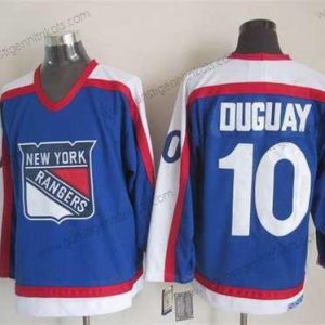 Herren New York Rangers #10 Ron Duguay With CCM Vintage Trikots – Blau Weiß