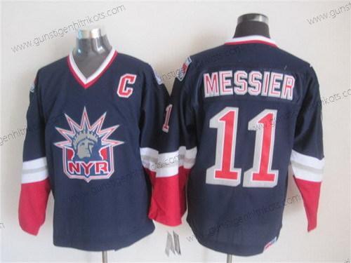 Herren New York Rangers #11 Mark Messier Retro CCM Trikots – Marineblau Blau