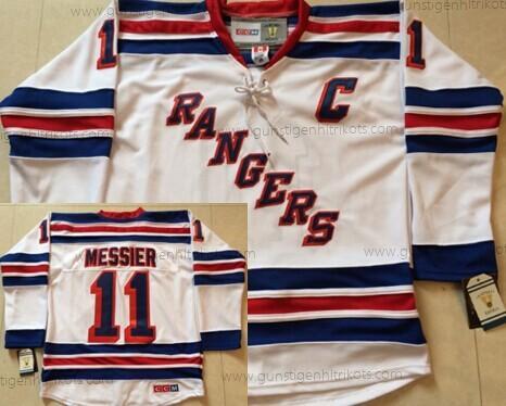 Herren New York Rangers #11 Mark Messier Retro CCM Trikots – Weiß