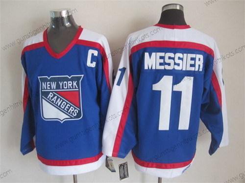 Herren New York Rangers #11 Mark Messier With Retro CCM Trikots – Blau Weiß