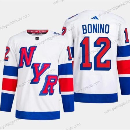 Herren New York Rangers #12 Nick Bonino 2024 Stadium Series Strickerei Trikots – Weiß