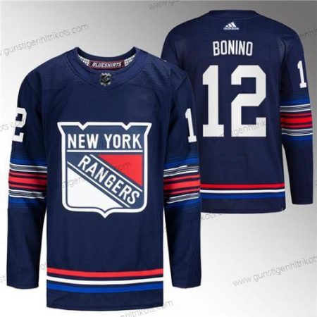 Herren New York Rangers #12 Nick Bonino Strickerei Trikots – Marineblau