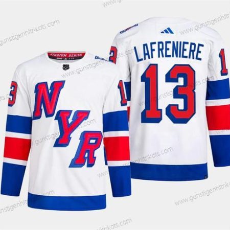 Herren New York Rangers #13 Alexis Lafreniere 2024 Stadium Series Strickerei Trikots – Weiß