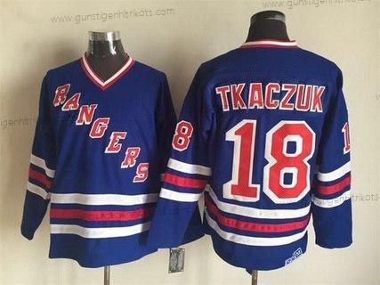 Herren New York Rangers #18 Walt Tkaczuk 1990-91 CCM Vintage Trikots – Blau