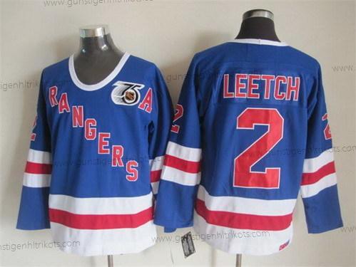 Herren New York Rangers #2 Brian Leetch 75Th Retro CCM Trikots – Blau