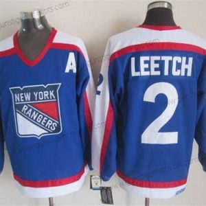 Herren New York Rangers #2 Brian Leetch With Retro CCM Trikots – Blau Weiß