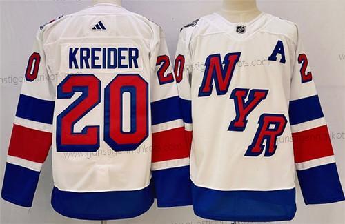 Herren New York Rangers #20 Chris Kreider 2023-2024 Stadium Series Strickerei Trikots – Weiß