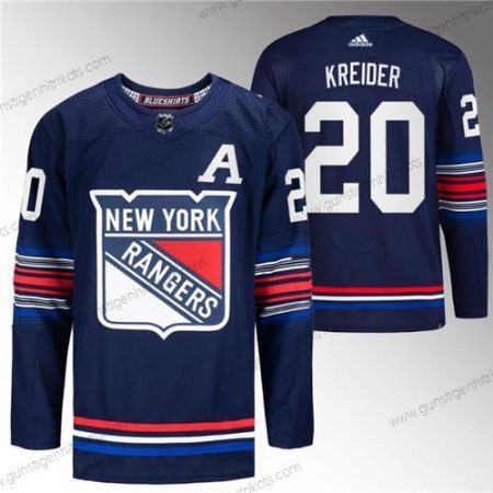 Herren New York Rangers #20 Chris Kreider Strickerei Trikots – Marineblau