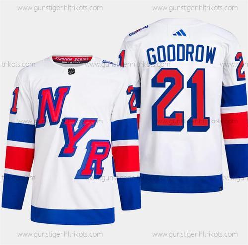 Herren New York Rangers #21 Barclay Goodrow 2024 Stadium Series Strickerei Trikots – Weiß