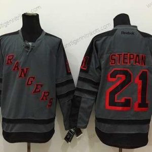 Herren New York Rangers #21 Derek Stepan Charcoal Trikots – Grau