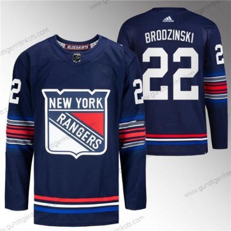 Herren New York Rangers #22 Jonny Brodzinski Strickerei Trikots – Marineblau