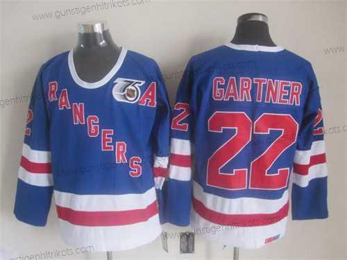 Herren New York Rangers #22 Mike Gartner 75Th CCM Vintage Trikots – Blau