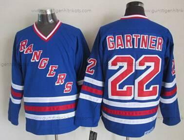 Herren New York Rangers #22 Mike Gartner CCM Vintage Trikots – Blau