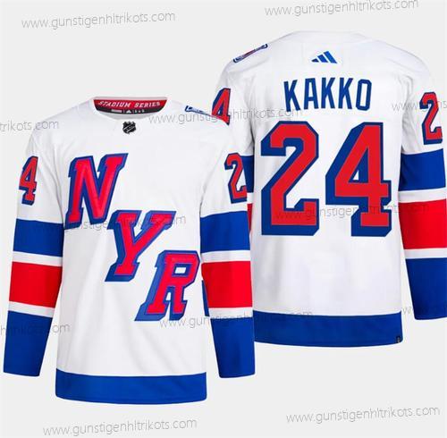 Herren New York Rangers #24 Kaapo Kakko 2024 Stadium Series Strickerei Trikots – Weiß