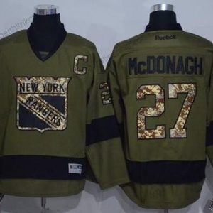 Herren New York Rangers #27 Ryan Mcdonagh Salute to Service Strickerei NHL Reebok Hockey Trikots – Grün