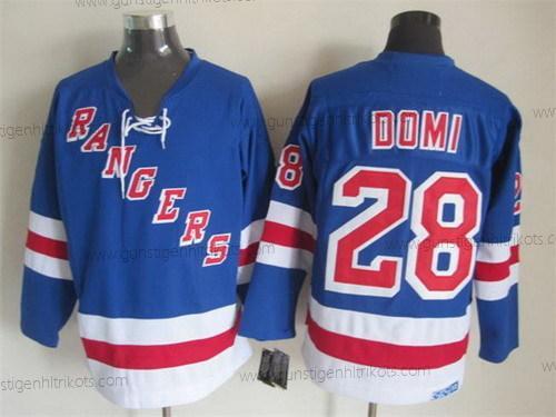 Herren New York Rangers #28 Tie Domi Retro CCM Trikots – Blau