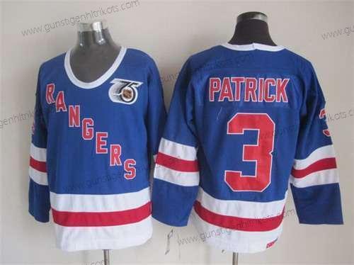 Herren New York Rangers #3 James Patrick 75Th CCM Vintage Trikots – Blau