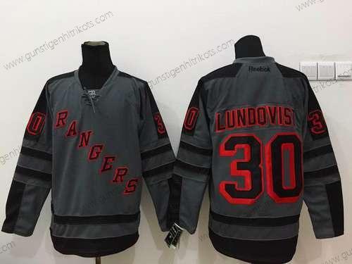 Herren New York Rangers #30 Henrik Lundqvist Charcoal Trikots – Grau