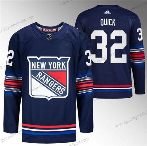 Herren New York Rangers #32 Jonathan Quick Strickerei Trikots – Marineblau