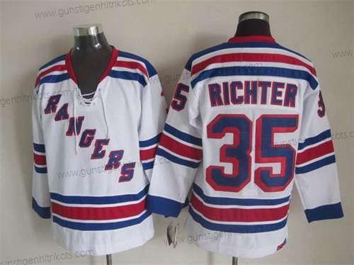 Herren New York Rangers #35 Mike Richter CCM Vintage Trikots – Weiß