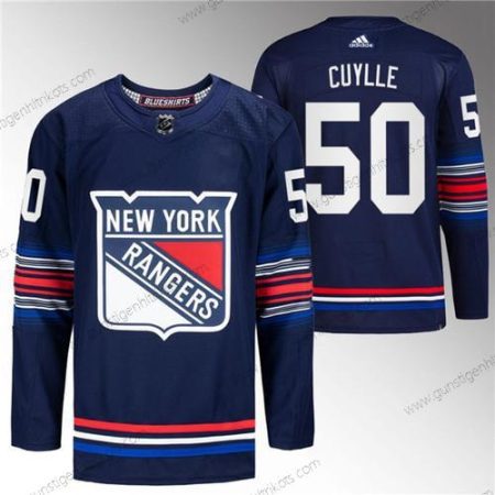 Herren New York Rangers #50 Will Cuylle Strickerei Trikots – Marineblau