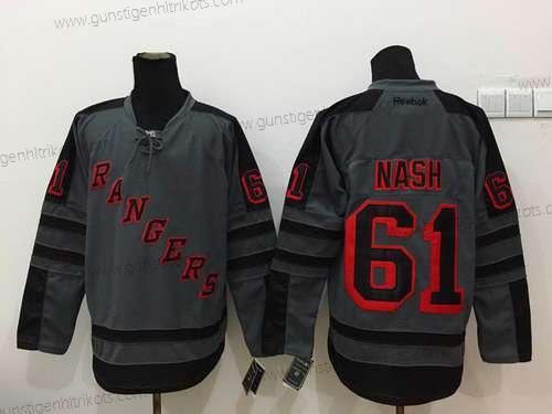 Herren New York Rangers #61 Rick Nash Charcoal Trikots – Grau